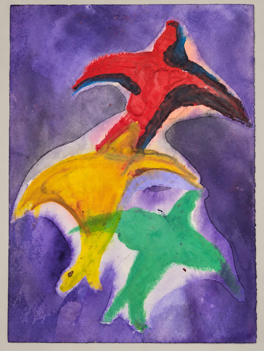 Swift study made with hot wax and purple ink on paper