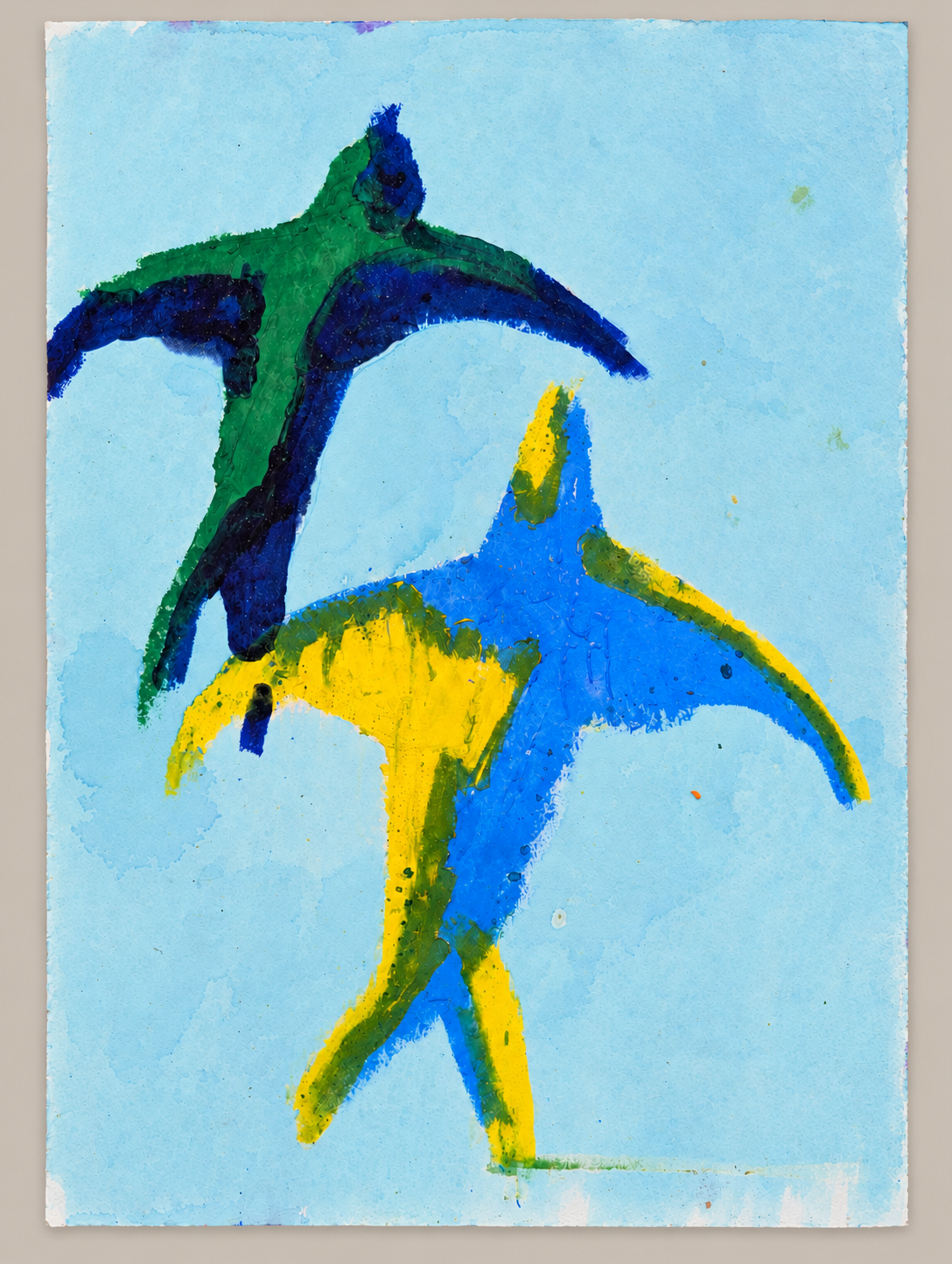 Blue and Yellow Swift study on paper